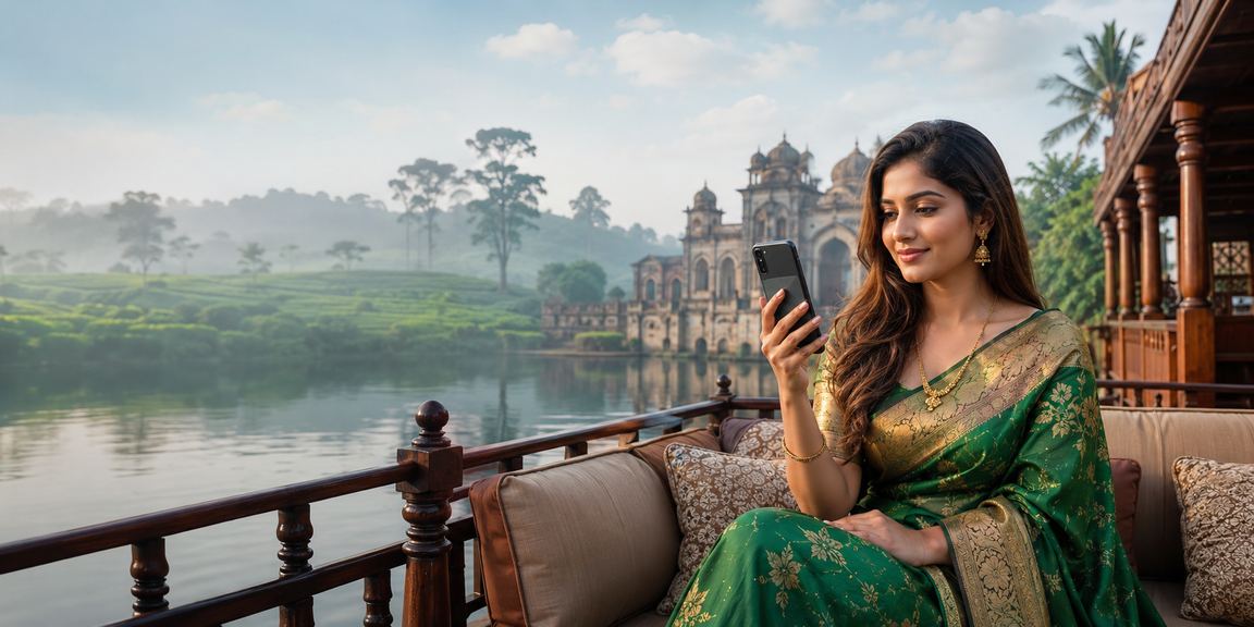 সোনারগাঁও চা বাগানে মোবাইলে 1555 লটারি গেম উপভোগ করছেন একজন ব্যবহারকারী